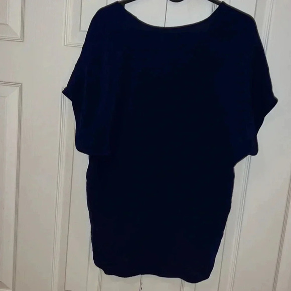 Zara Cobalt Blue Black V-neck  tunic blouse Sz M - Picture 8 of 14